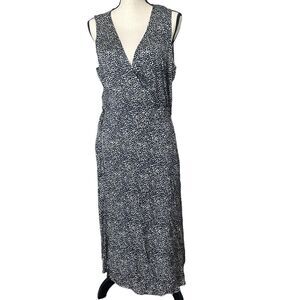 Threads 4 Thought Wrap Dress Navy Blue and White Polka Dot